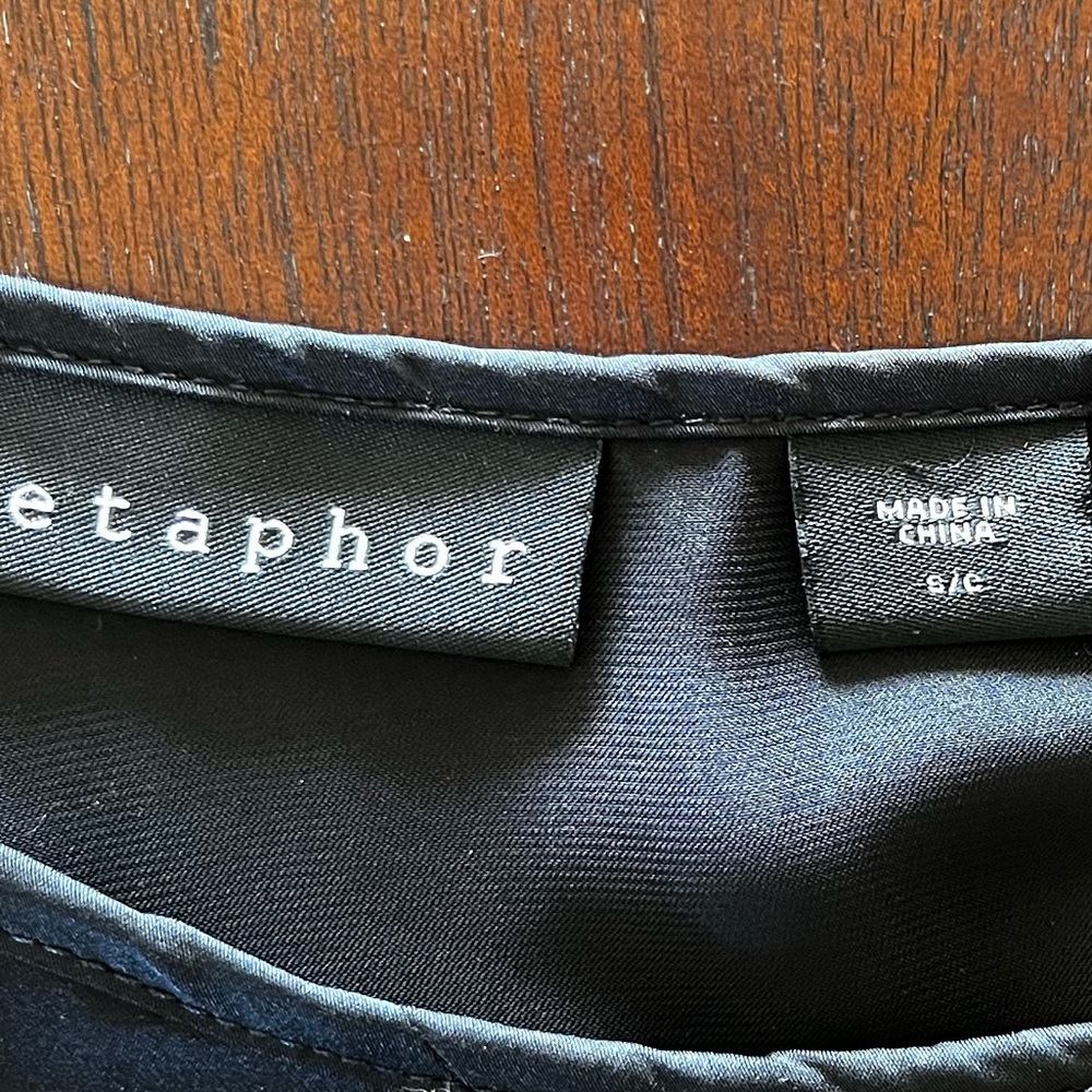 Metaphor black satin shine long sleeves blouse - Picture 3 of 10